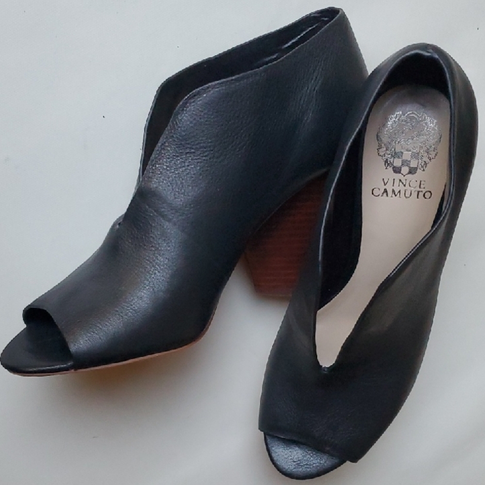 Vince Camuto Black Open-Toe Heeled Boots
